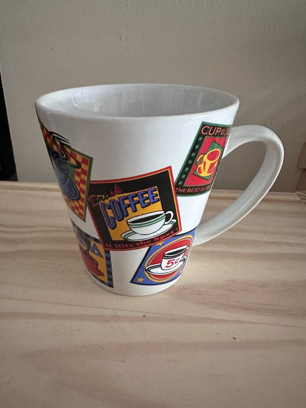 Vintage 90s Signature Coffeehouse Illustrations Coffee Mug Retro Stoneware